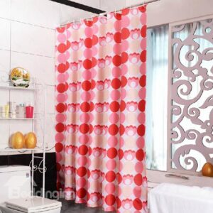 Wonderful Red Circle Print Polyester Shower Curtain