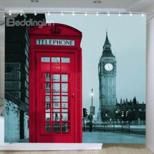 Chic London Big Ben Print Shower Curtain