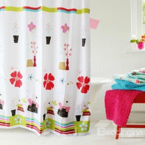 Sweet Lovely Cartoon Rabbit Floral Shower Curtain