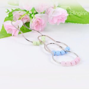 Practical Colorful Calabash Shape Stainless Steel Shower 16-Piece Curtain Hooks