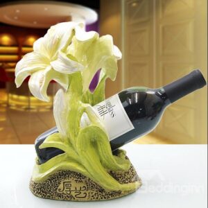 Pretty European Lily Flower Resin Wine Rack