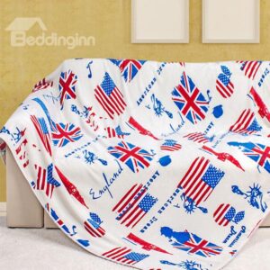 Creative American Flag and Statue of Liberty Pattern Flannel Blanket