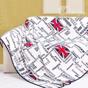 United Kingdom Flag and Letters Pattern Coral Blanket