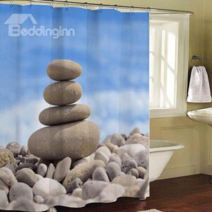 Peaceful Elegant Cobblestone Blue Dacron Shower Curtain