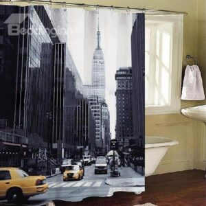 Chic Modern Street Scene Dacron Shower Curtain