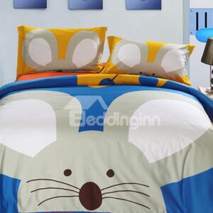Super Cute Mouse Print 3-Piece Combed Cotton Kids Duvet Cover Sets