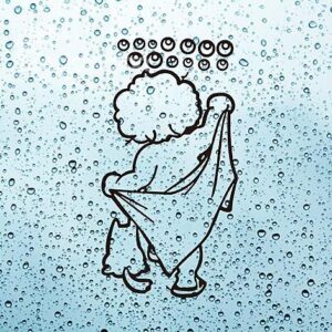 Hand Drawn Bathroom I Love Shower 2-Piece Wall Stickers for Children
