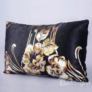 Wonderful Gold Color Flowers Pattern Ultra Warm and Comfortable Bed Pillow Case