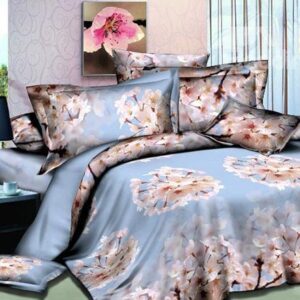 Peach Blossom Print 4-Piece Polyester Duvet Cover Sets