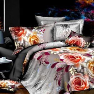 Delicate Flower Print 4-Piece Polyester Duvet Cover Sets