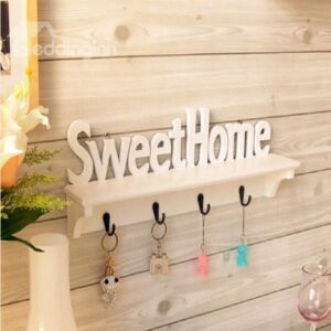 Decorative Practical Sweet Home Words White Hooks