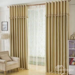 New Arrival Exquisite Roses Embossed Champagne Grommet Top Curtain