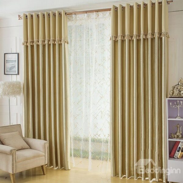 New Arrival Exquisite Roses Embossed Champagne Grommet Top Curtain