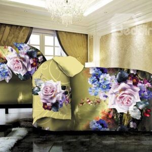 Dreamlike Flower Fairyland Print 4-Piece Polyester Duvet Cover Sets