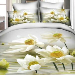 Delightful Water Lily Print 4-Piece Cotton Duvet Cover Sets