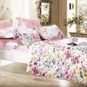 Rural Yellow and Pink Flower Print 4-Piece 100% Cotton Duvet Cover Sets