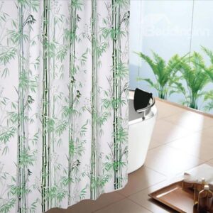 Graceful Fresh Green Bamboo Durable Shower Curtain