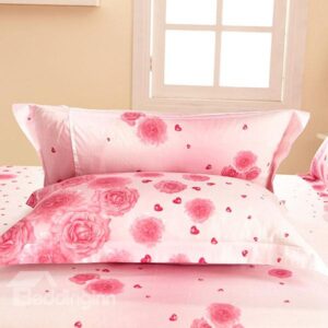 Attractive Wonderful Pink Rose Painting Thick 2-Piece Pillow Cases