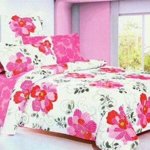 Pretty Red Flower Print 4-Piece Cotton Duvet Cover Sets