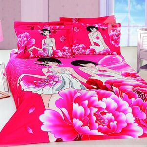 Brilliant Flower and Angel Print 4-Piece Cotton Duvet Cover Sets
