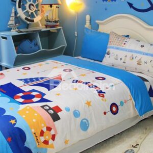 Sailng Boat Print 3-Piece Cotton Duvet Cover Sets