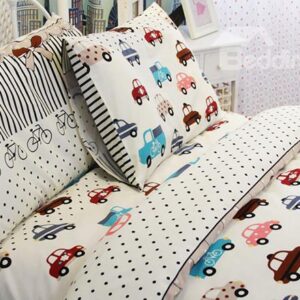Kart Racing Print 3-Piece Cotton Duvet Cover Sets