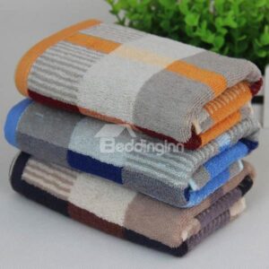 Fashion Plush Plaid Style 100% Cotton Towel