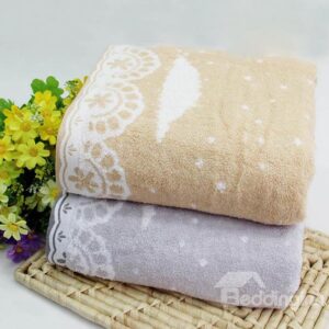 Top Class Elegant Flower Border Bath Cotton Towel