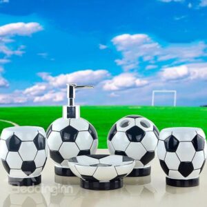 Creative Fashion Football 5-piece Resin Bath Accessories
