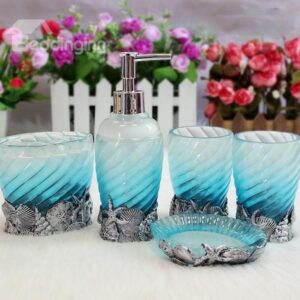 Graceful Starfish Shell 5-piece Blue Bath Accessories