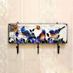 Retro European Rural Birds Print Wood Hooks