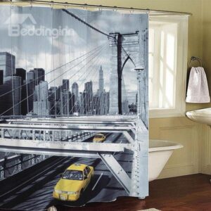 Fashionable City Scene Print Polyester Shower Curtain