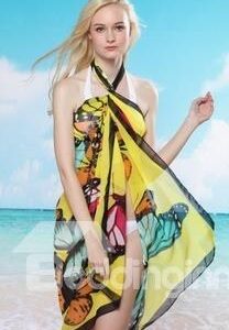 Beautiful Butterfly Print Beach Sarong Cover Up