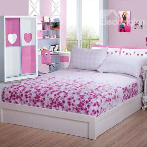 Creative Full Blooming Plum Blossom Pattern Comfortable Cotton Fitted Sheet