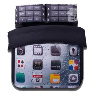 Phone Desktop Print 4-Piece Polyester Duvet Cover Sets