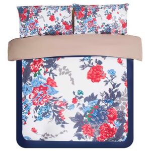 Comfortable Beautiful Flower Print 4-Piece Polyester Duvet Cover Sets