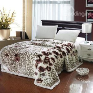 Cow Dots Painting Stripes of Floral Pattern Thick Style Comfortable Blanket