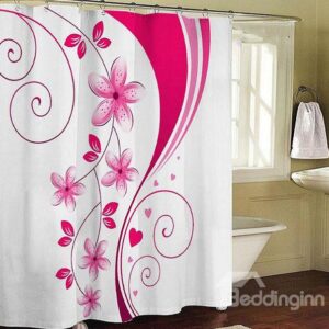 Gorgeous Romantic Pink Flower Pattern Shower Curtain