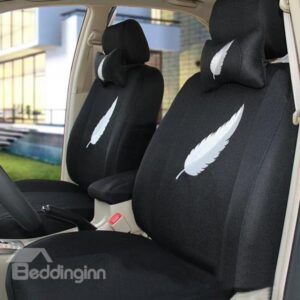 Concise Style Solid Black White Feather Pattern Ultra Comfortable Car Seat Cover