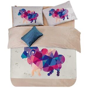 Colorful Goat Print 3-Piece Coral Fleece Duvet Cover Sets