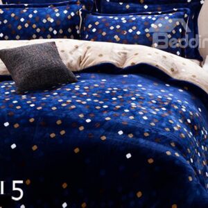 Shining Diamond Print 4-Piece Soft Coral Fleece Duvet Cover Sets