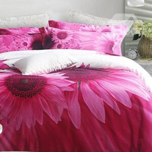 Charming Sunflower Print 4-Piece 100% Cotton Duvet Cover Sets