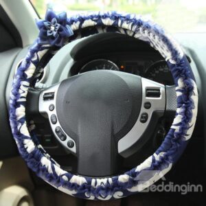 Stylish Blue and White Color Style Ultra Comfortable Fashion Steering Wheel Cover