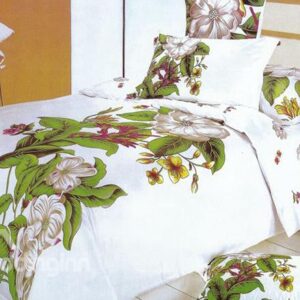 Elegant Flower Oil Painting 4-Piece Cotton Duvet Cover Sets