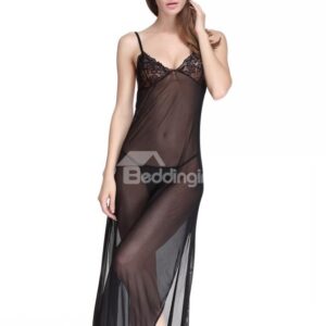 Sexy Sheer Fabric Hit Ankle Long Chemise