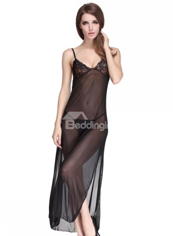 Sexy Sheer Fabric Hit Ankle Long Chemise