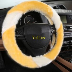 Lush Decor Soft and Warm Long Plush Material Bright Colors Matching Steering Wheel Cover