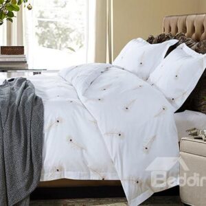 Phoenix Feather with White Background 4-Piece 100% Cotton Duvet Cover Sets