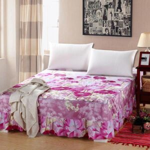 Excellent Pink Blooming Flowers Pattern Comfortable Bed Skirt