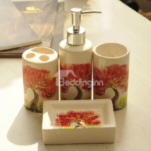 Fabulous Tree Print Ceramic 4-piece Bath Accessories